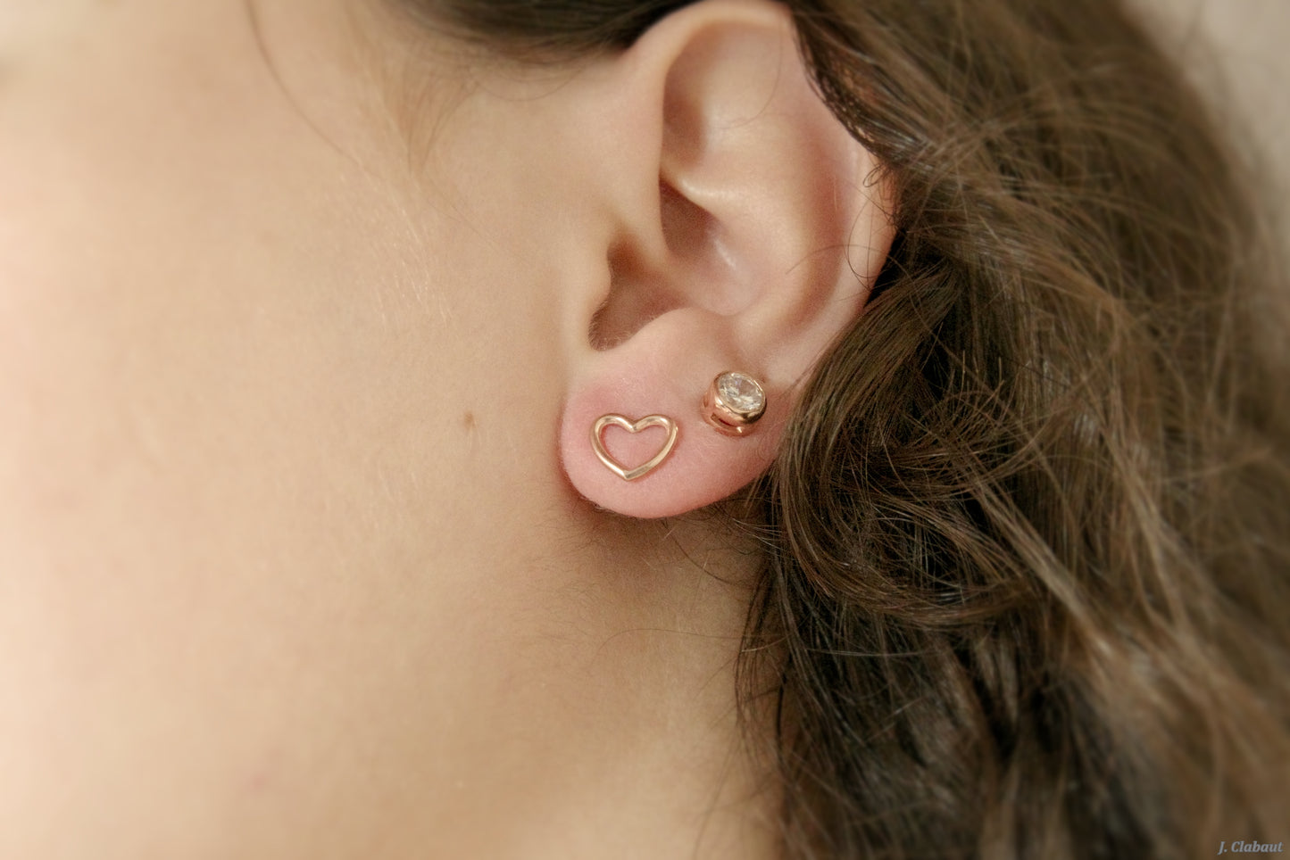 Boucles d'Oreilles Doppio Cuore Rose (Paire)